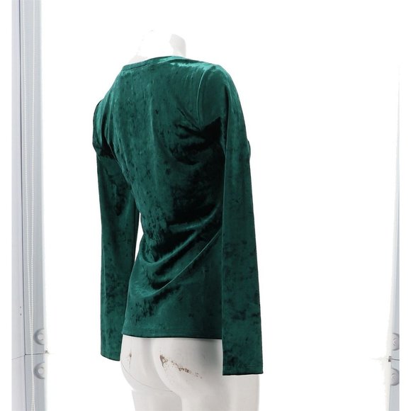 NWT SKINNYGIRL GIANA CRUSHED VELVET SQUARE NECK TOP BOTANICAL GARDEN GREEN MED. - Picture 7 of 13